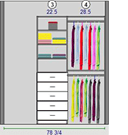 Closet drawer unit and short hanging unit